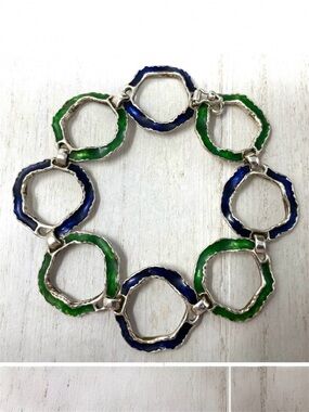 UNOAERRE vintage sterling silver and enamel bracelet, 20.8g